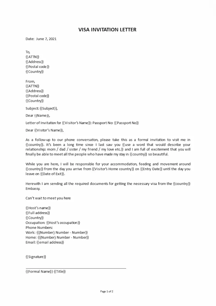 dummy Invitation letter